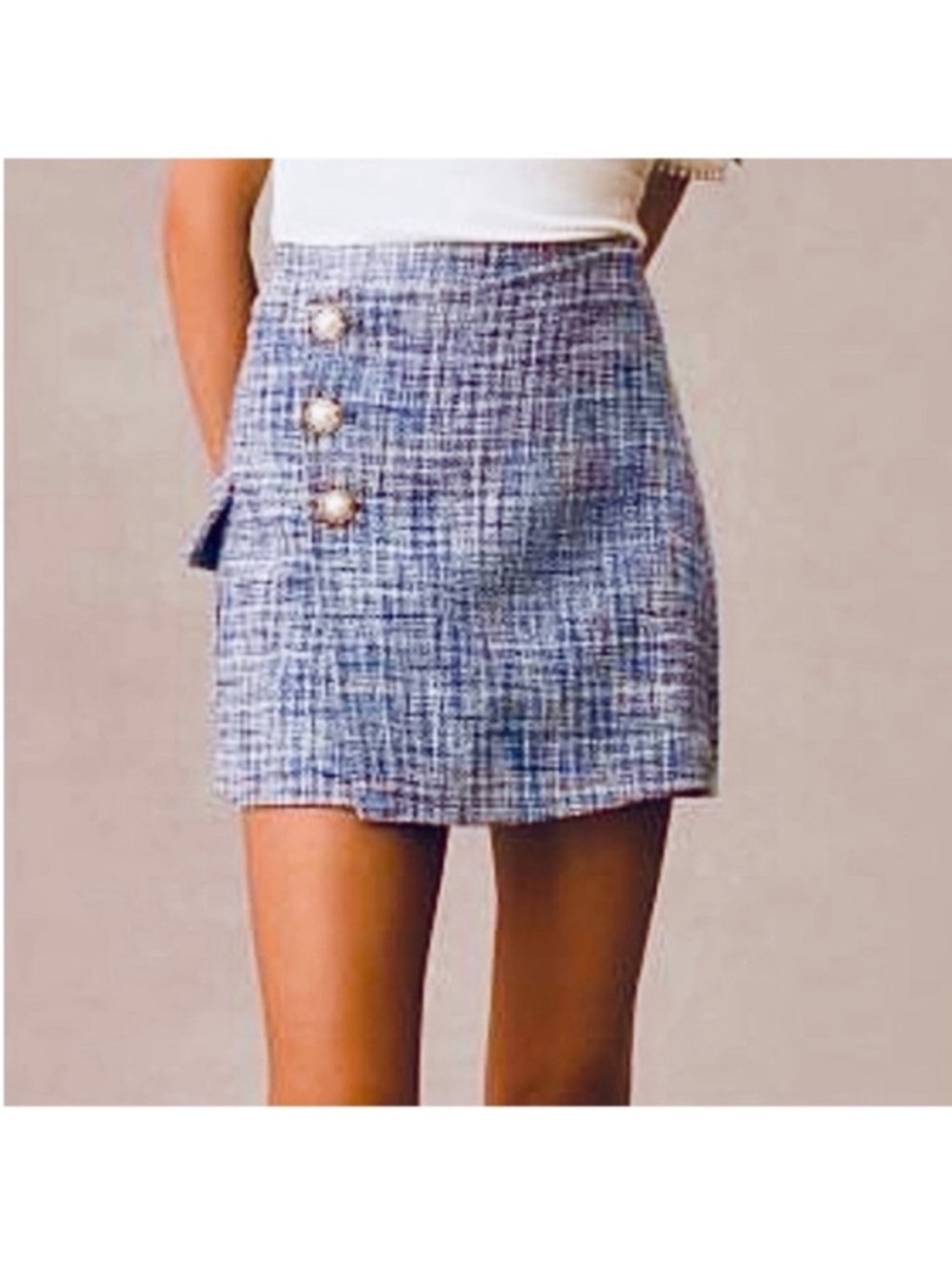 🆕-Anthropologie Maeve Tweed A-Line Mini Skirt in Blue. Size: 2P